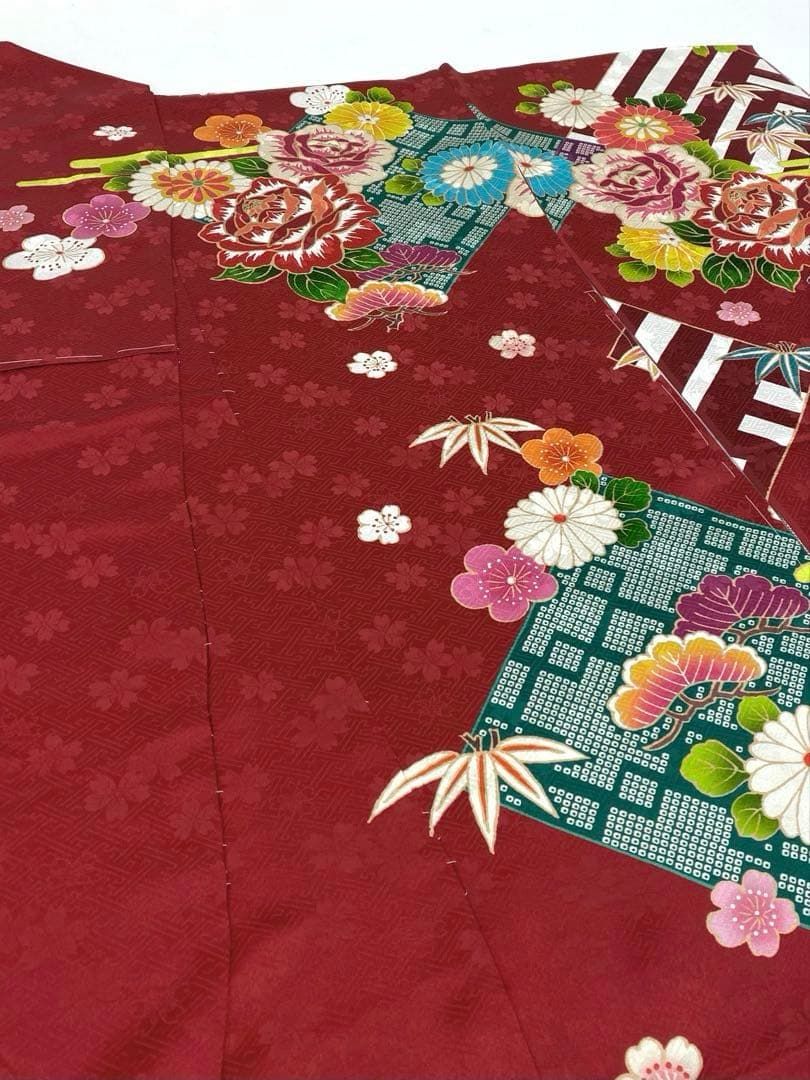 振袖 仮絵羽 金駒 金彩 紋意匠 大輪 正絹 未仕立て品 八掛付き MOK651 振袖 仮絵羽 金駒 金彩 紋意匠 薔薇 正絹 未仕立て品 八掛付き 【公式