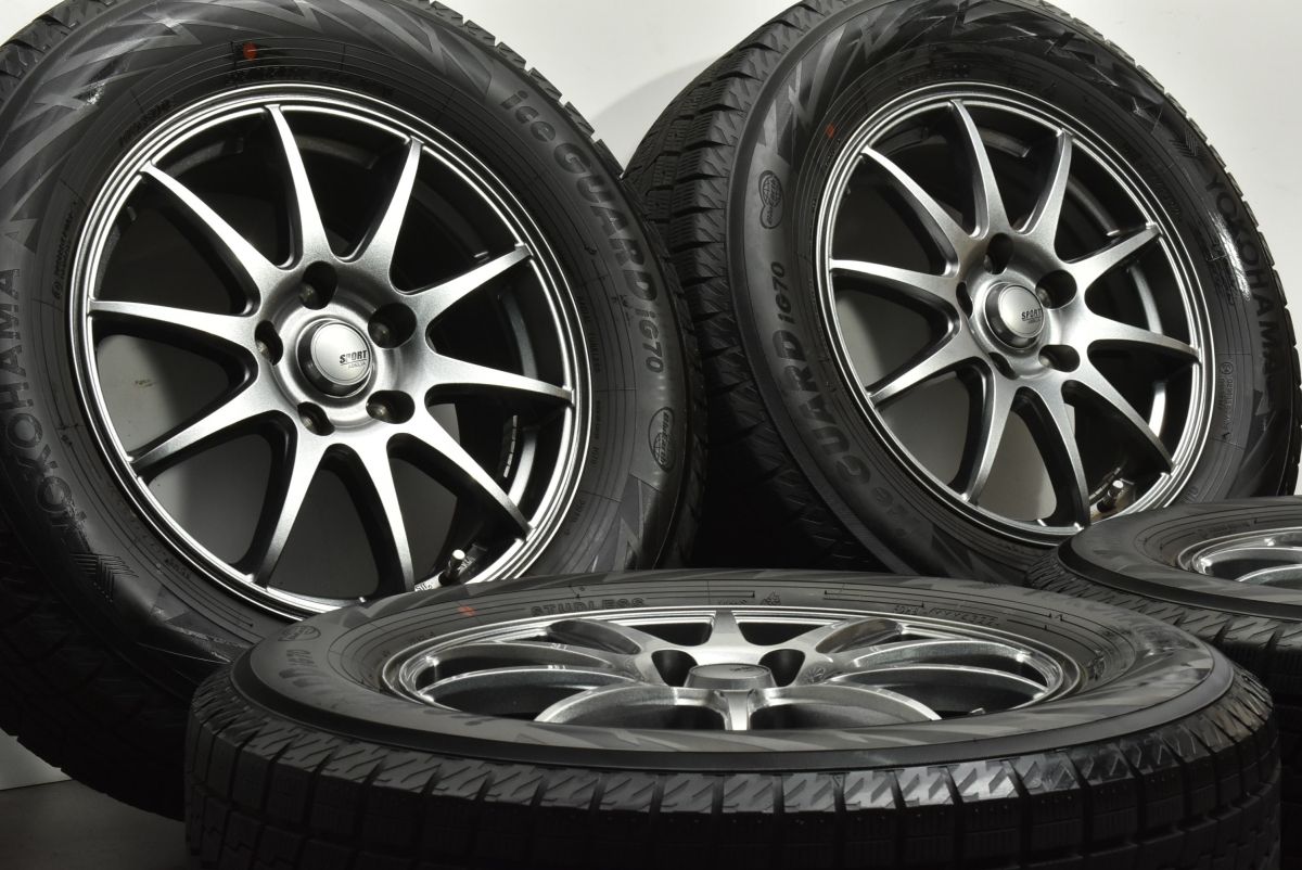 バリ溝 SPORT ABELIA 16in 6.5J 48 PCD114.3 ヨコハマ アイスガード iG70 215 65R16 ヤリスクロス エクストレイル エルグランド