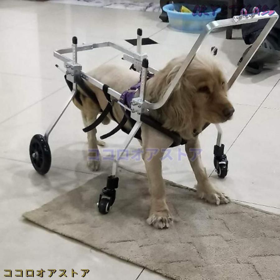 犬用歩行器親友-犬車椅子調節 な4輪ステンレス鋼カートペット|猫犬車椅子後肢障害者用リハビリテーション犬用車椅子