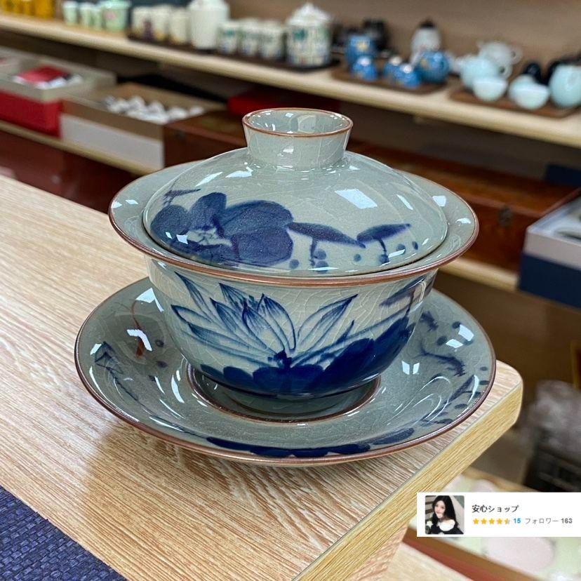 景徳鎮 手画青花三才蓋碗 茶碗 茶道具 新品未使用 - メルカリ