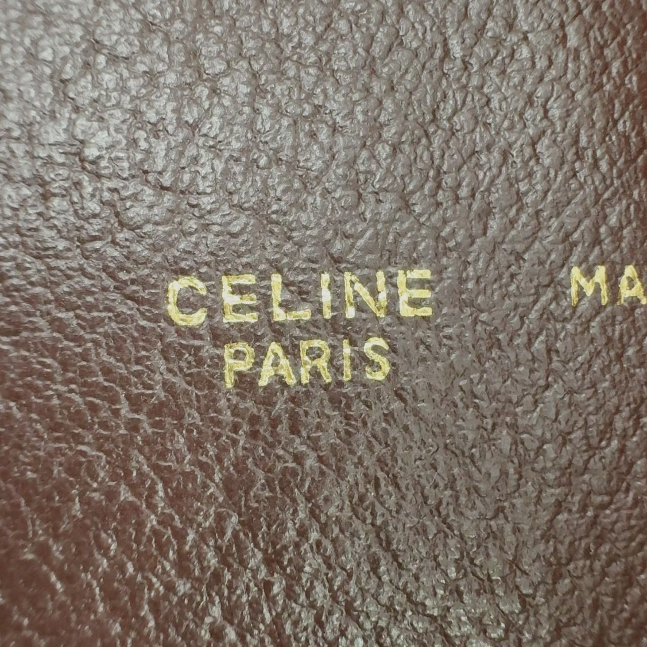 【CELINE】ボストンバッグ　マカダム柄　ゴールド金具　PVC ブラウン CELINE マカダム柄 レザー×PVC ブラウン ボストンバッグ