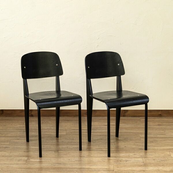 Standard　Chair　2脚セット　座面ブラック脚ブラック（BKBK） Standard Chair 2脚セット ブラック・ブラック（BKBK） 完成品