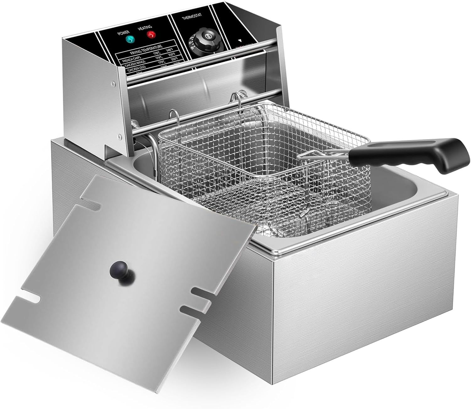 ステンレス製フライヤー 本体とバスケット2個付き ステンレス製