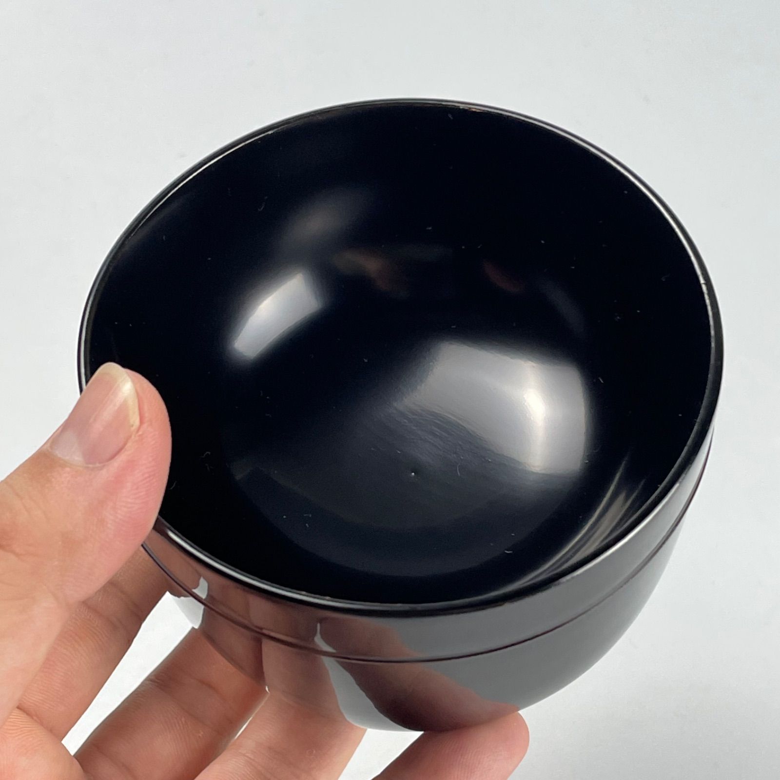 688 黒塗り　木製本漆塗り　漆器　骨董　アンティーク　お椀　坪椀　5客セット
