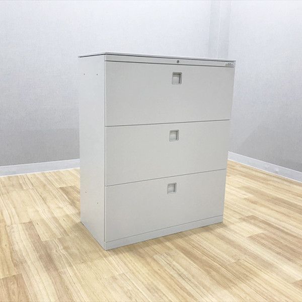 ラテラルキャビネット 3段 レクトライン 天板付 スチール オカムラ ライトスモーク