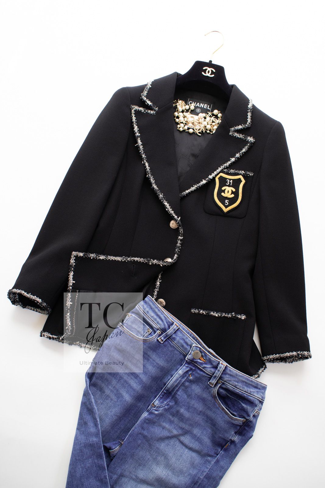 CHANEL♡ブランドタグ&替えボタン付き♡ブラックジャケット FR36-38 Rare Chanel Fall 1995 Two Pocket Black Tweed Boucle