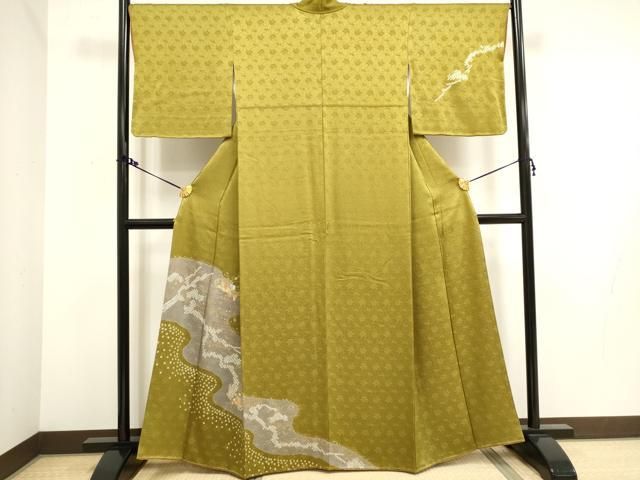 【逸品】●作家訪問着●縮緬●流水文様● 楽天市場】【中古品】仕立て上がり 袷着物「縮緬 流水文 黒