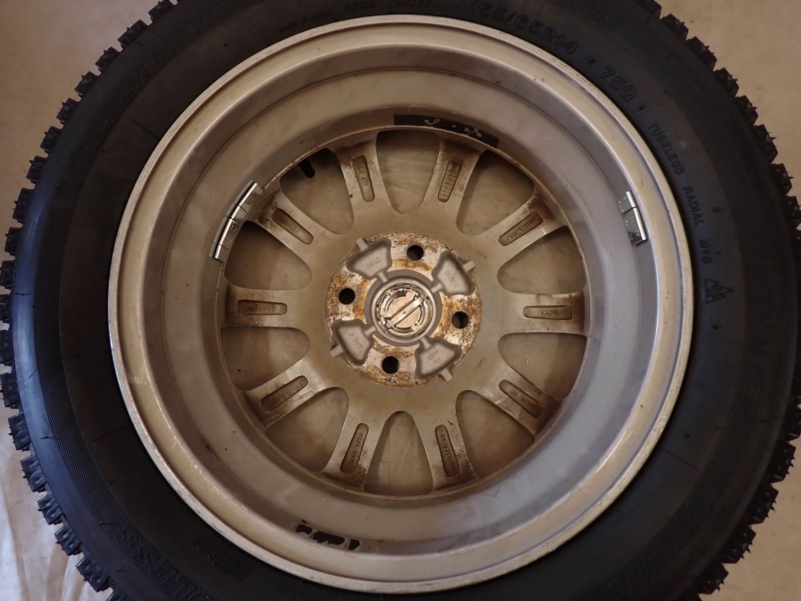 限定一品 冬 製 4本SET 会社宛 155 65R14×4.5J 75Q ブリヂストン ブリザック VRX2 日産純正 アルミ デイズ ルークス NO D6126