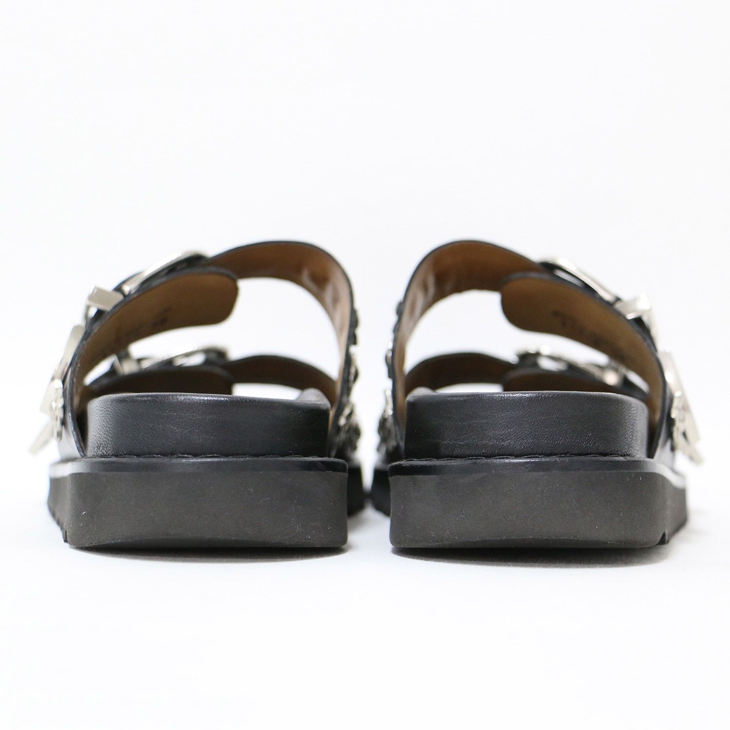 TOGA PULLA トーガ サンダル ブラック シルバー サイズ:38(24.0cm