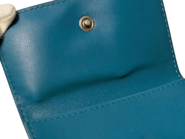 ボッテガヴェネタ カードケース イントレチャート ブルー レザー 三  