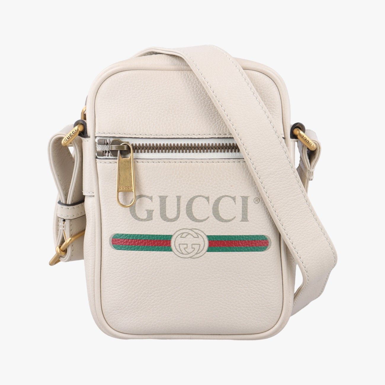 グッチGucciプリントメッセンジャー ホワイト レザー 574803 A028973505