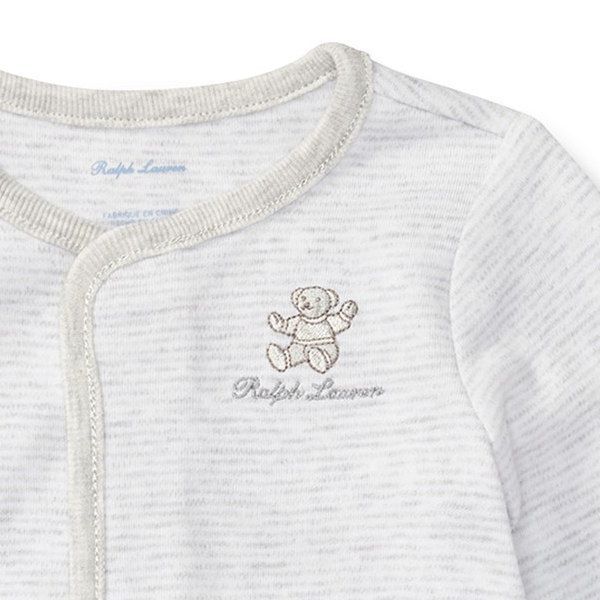 ベア刺繍 前開きカバーオール