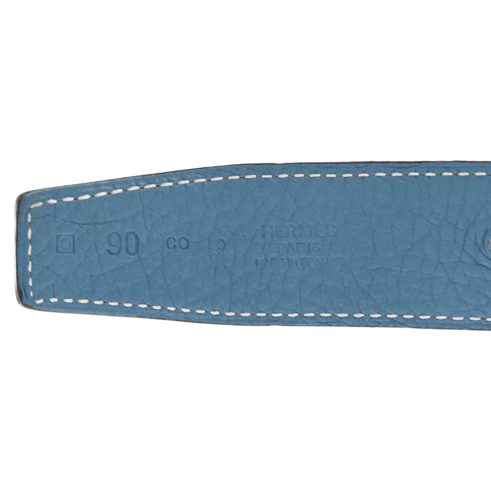 HERMES ブラック レザー ベルト コンスタンス Hバックル 刻印O HERMES 良品 エルメス コンスタンス Hロゴバックル レザー