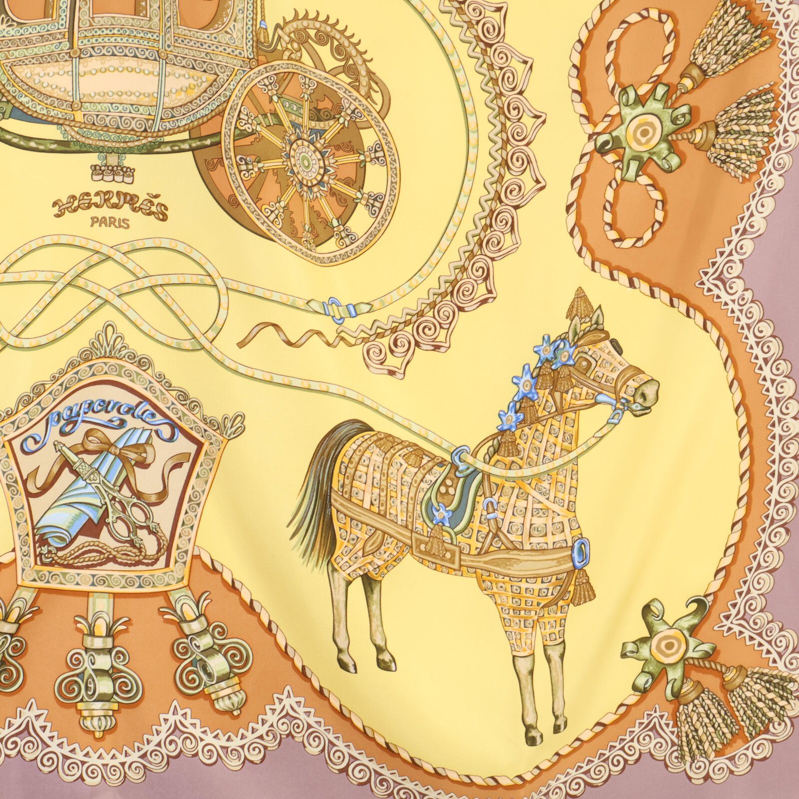 HERMES エルメス 【美品】PAPEROLES パプロール 馬車と貴族 シルク