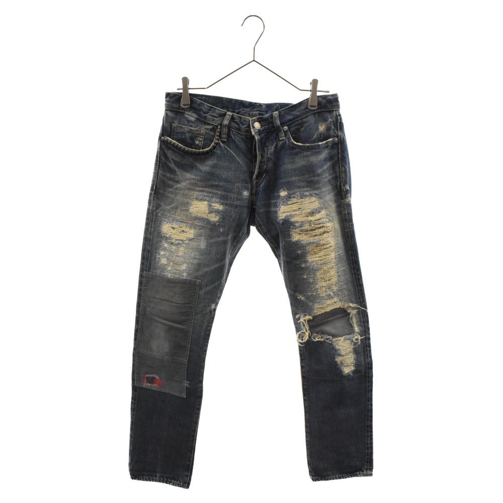 HYSTERIC GLAMOUR (ヒステリックグラマー) NOBU リメイク ダメージ クラッシュ加工 デニムパンツ インディゴ 0202AP01