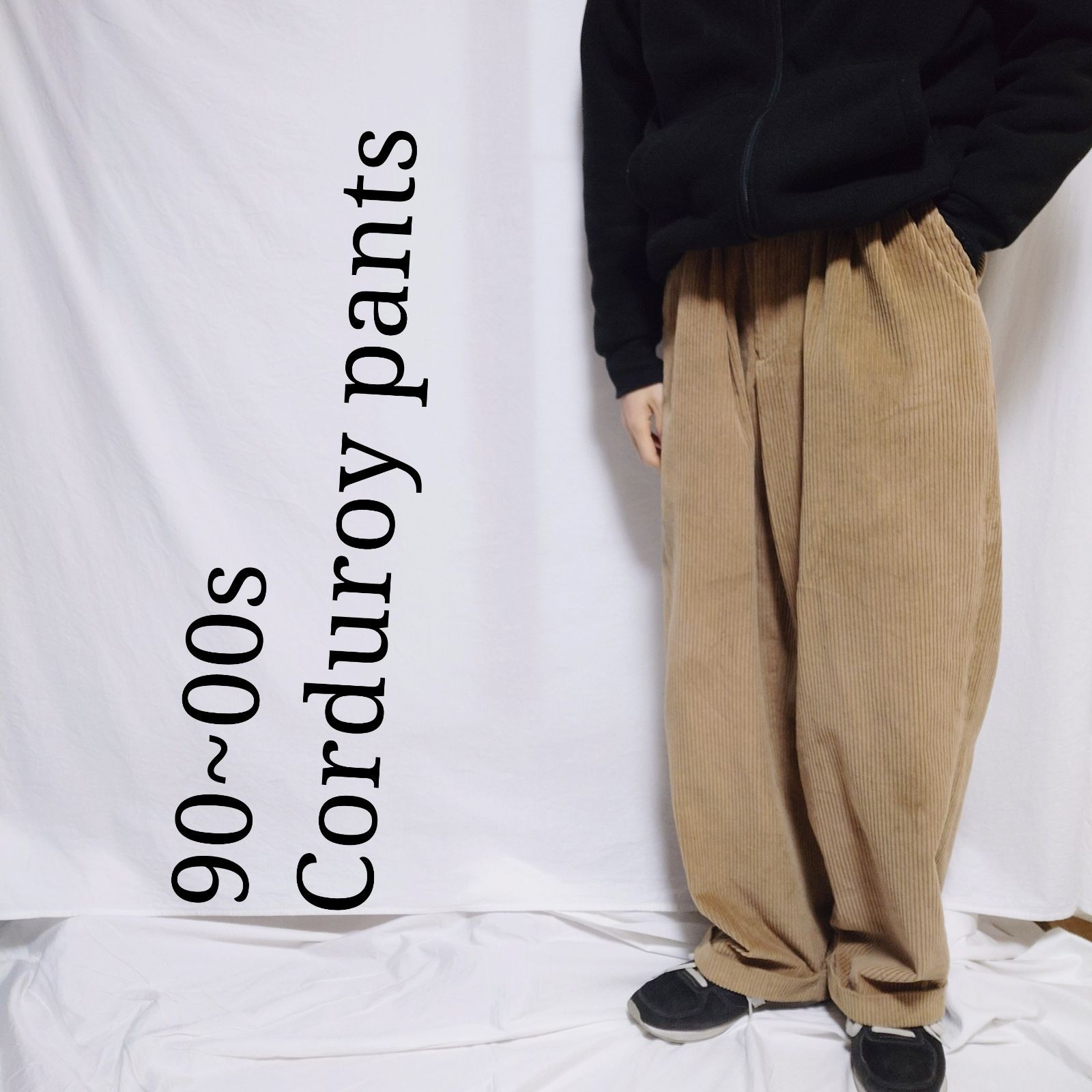 90~00s】古着 コーデュロイパンツ ツータック 太畝 ワイド ブラウン