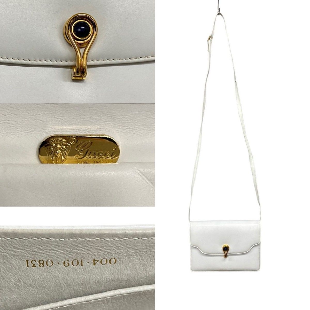 美品 オールドグッチ タイガーアイ レザー ショルダーバッグ