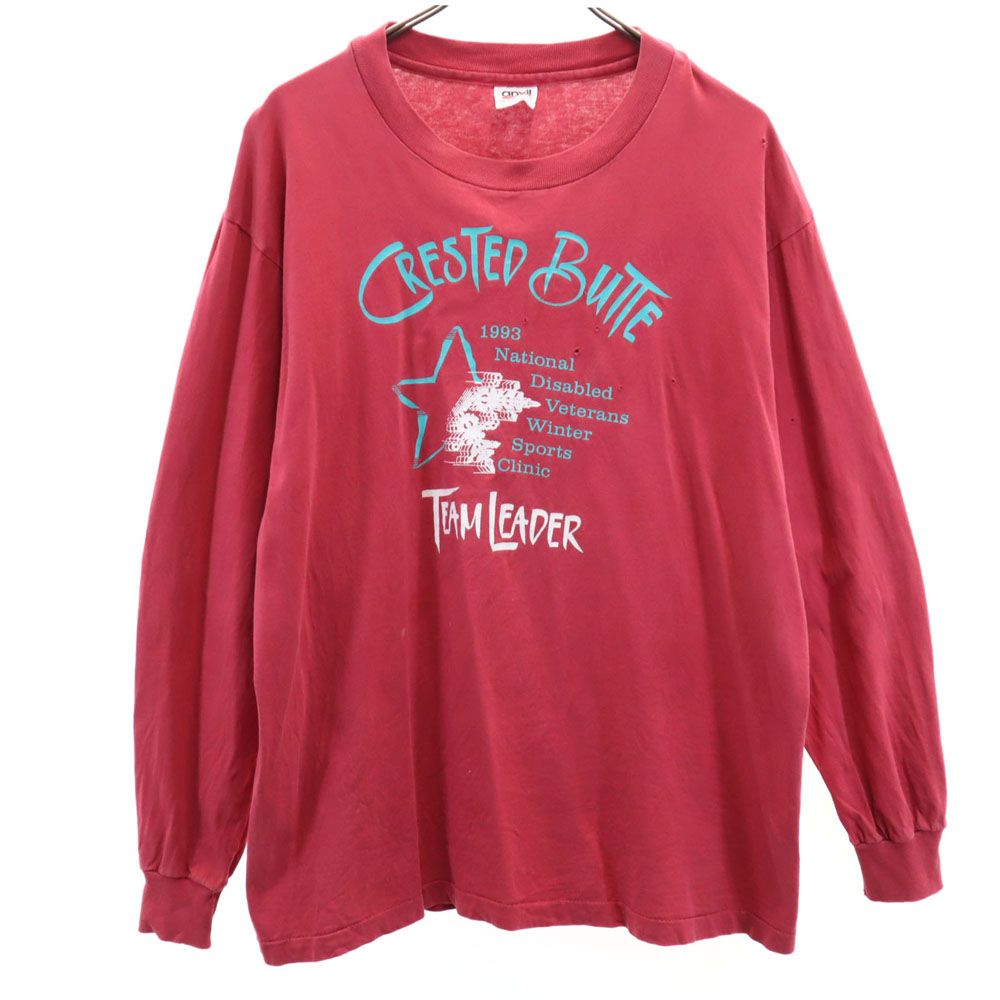 アンヴィル 90s USA製 オールド 長袖 シングルステッチ Tシャツ L ピンクレッド系 anvil ロンT メンズ