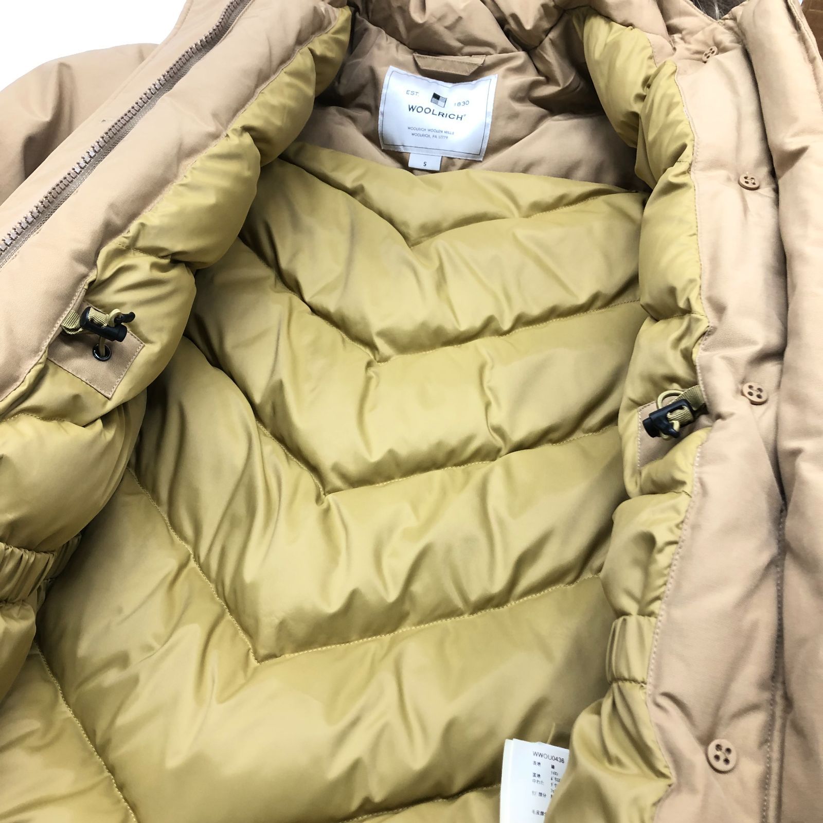 美品 WOOLRICH ウールリッチ アークティックパーカ Sサイズ ウィメンズ ベージュ WWOU0436 ダウン コート ハンガー/カバー付属  24k菊MZ - メルカリ