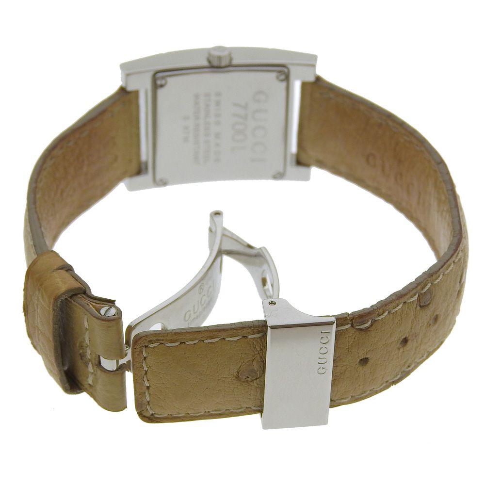 GUCCI】グッチ 7700L ステンレススチール×オーストリッチ クオーツ