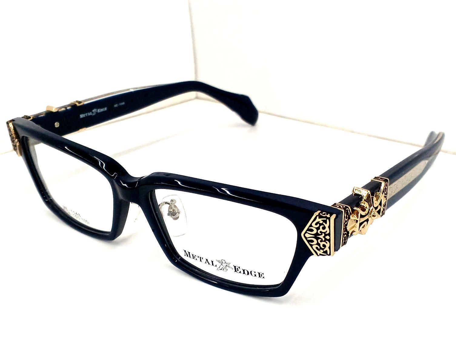 メタルエッジ メガネフレーム ME-1048 セル ブラック ゴールド