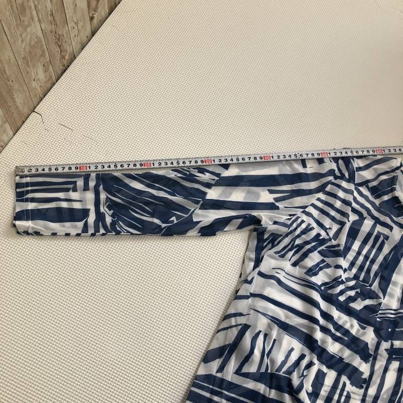  day to 線遊びのプリントレイヤードチュニック ブルー LL 半袖 チュニック