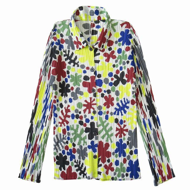 極美品 イッセイミヤケ プリーツプリーズ 総柄 ブラウス シャツ 3 L プリーツプリーズ・イッセイミヤケ✨極美品✨ブラウス イッセイミヤケ