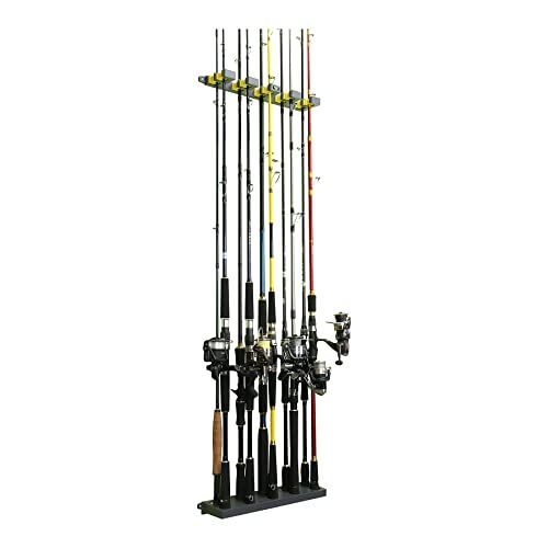 グレー + 黄 Booms Fishing WV4 ロッドスタンド壁掛式 釣り竿収納 10本用 ロッドホルダー 省スペース 竿立て 4カラー (グレー + 黄)