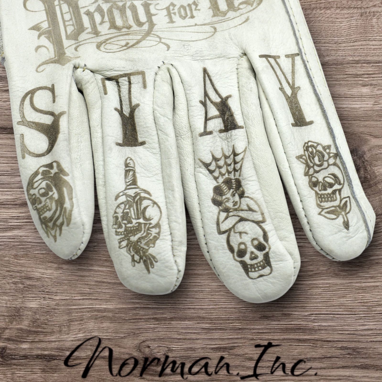 牛革 レザーグローブ ホワイト 白 アメリカン バイク ハーレー