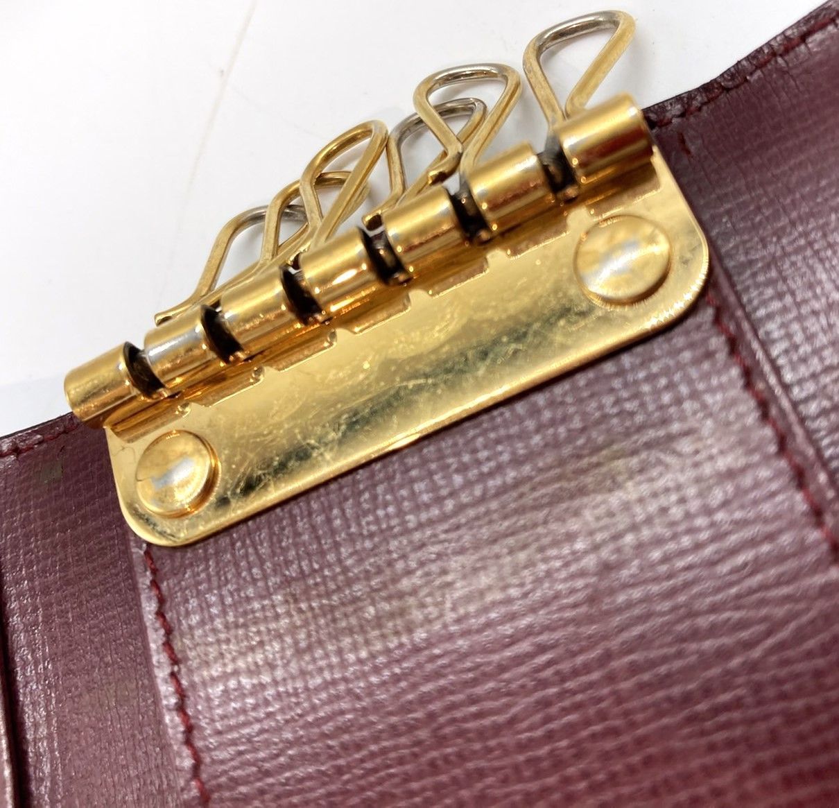 ☆カルティエ Cartier キーケース6連 マストライン レザー レッド系