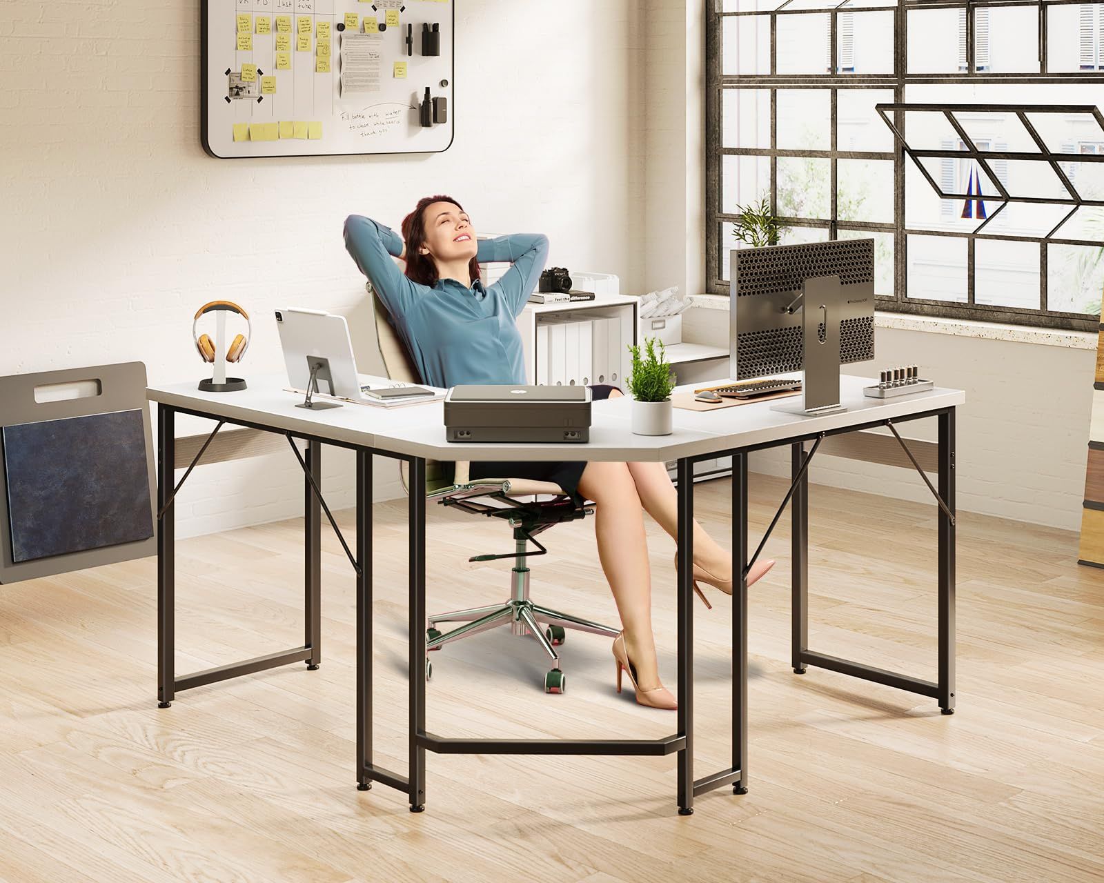 在宅勤務 l字デスク