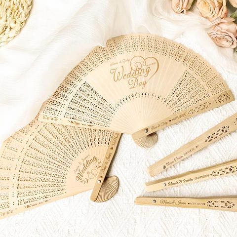 個ロットカスタム木製折りたたみ扇子