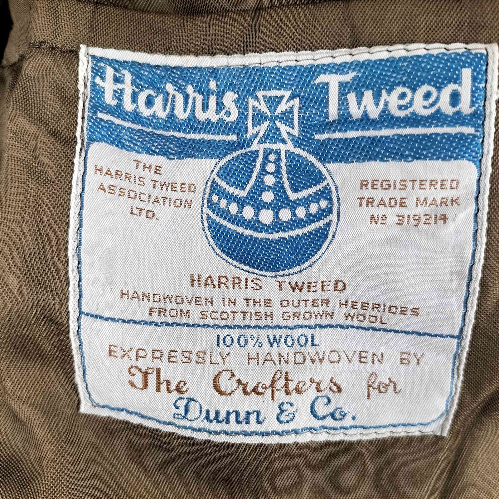 ハリスツイード Harris Tweed 60-70s Dunn&Co. 胡桃ボタン 3Bウール 