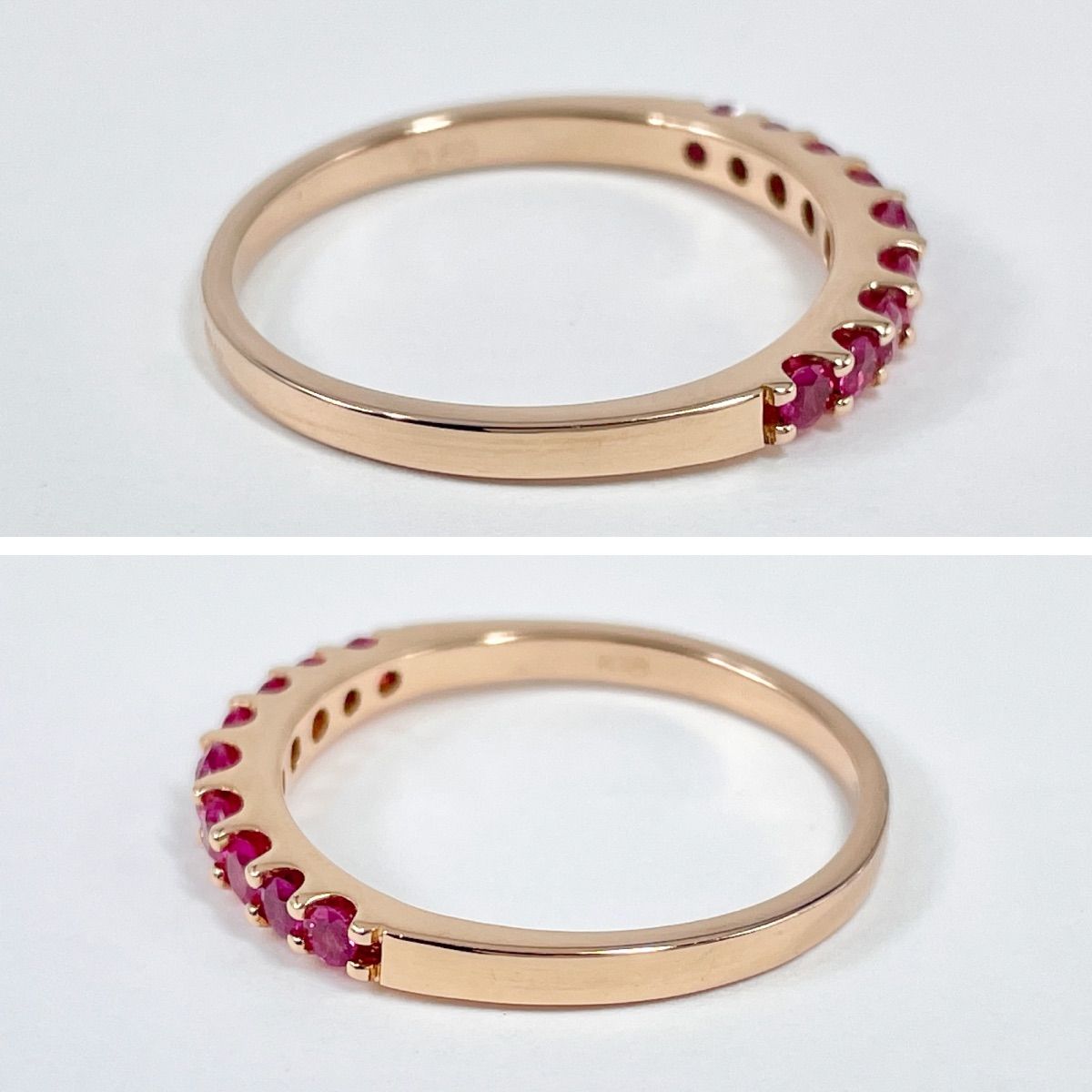 K18PG 天然ルビー 0.60ct ハーフエタニティリング - メルカリ 