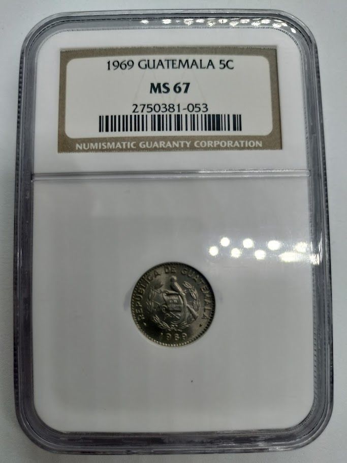 NGC MS67 グアテマラ 1969年 5センタボ銀貨 - メルカリ