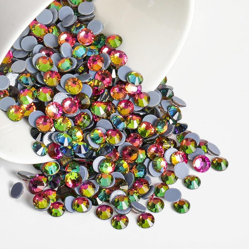 Beadsland（ビーズランド） ホットフィックスラインストーン、1440ピース フラットバック クリスタル ラインストーン クラフト 衣服 DIY装飾用、レインボー、SS16、3.8～4.0mm