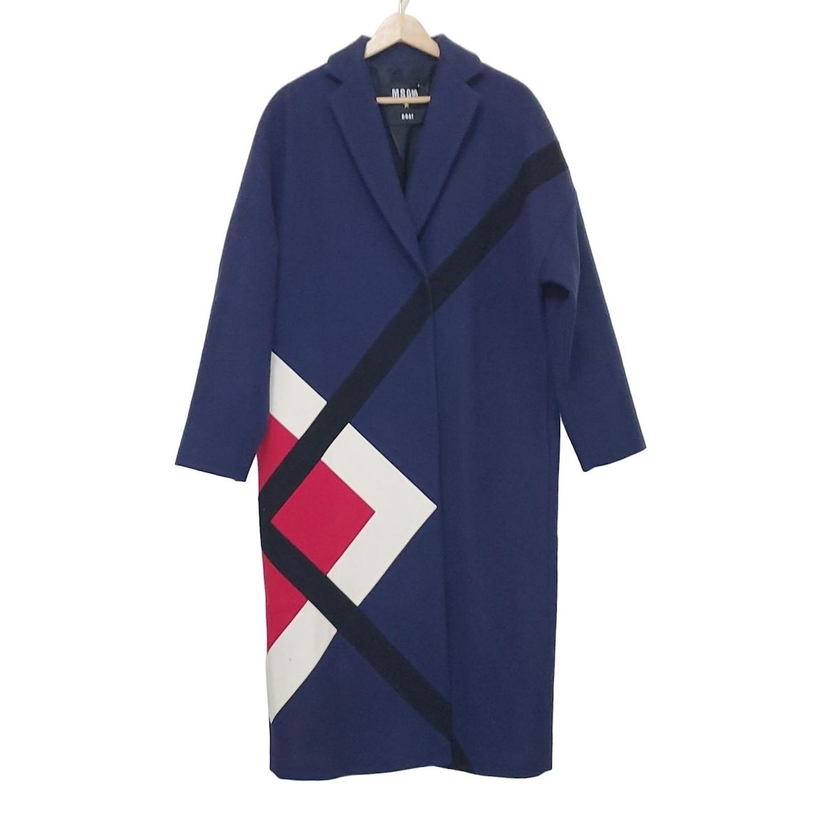 MSGM エムエスジィエム コート サイズ40 M レディース - ダークネイビー×黒×マルチ 長袖 秋 冬