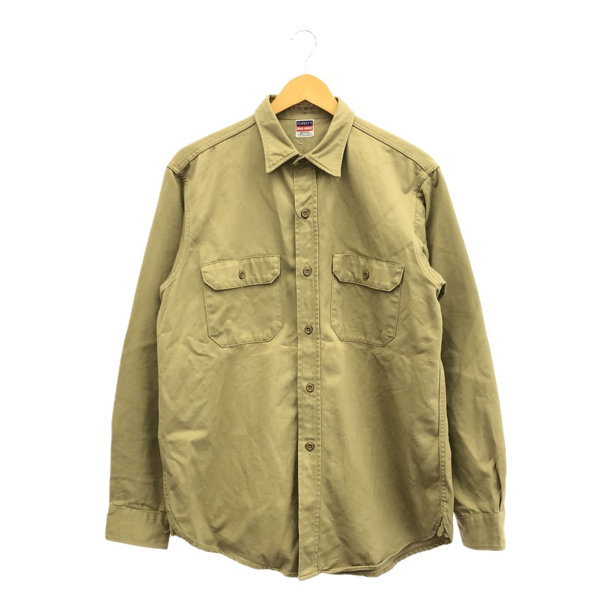 BIG MAC ビッグマック 50 s 60 s ARMY CLOTH アーミークロス ワークシャツ コットンツイル カーキ 台襟 サイドマチあり