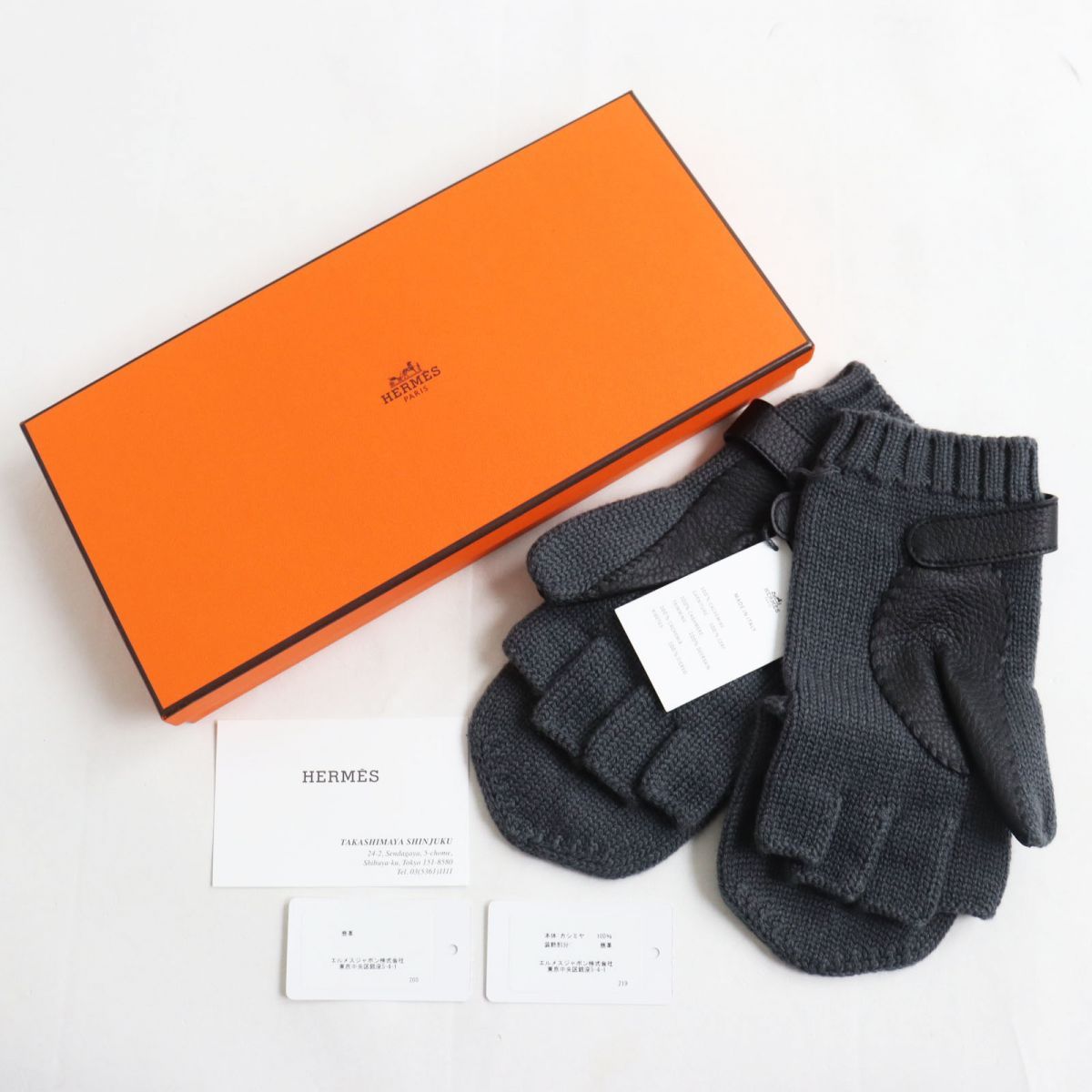 未使用品○2020年購入 HERMES エルメス カシミヤ100％ ディアスキン/鹿