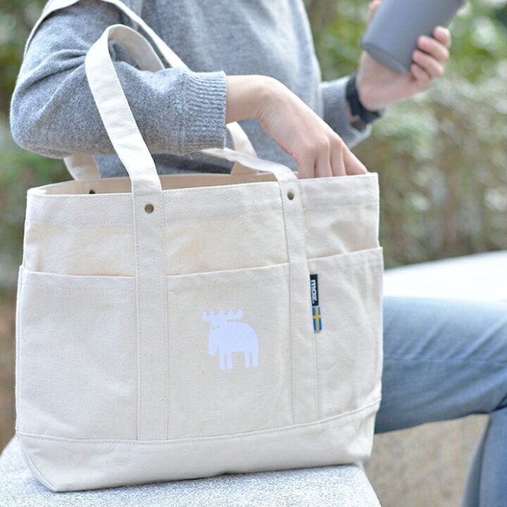 moz 帆布トートバッグ Lサイズ　ホワイト