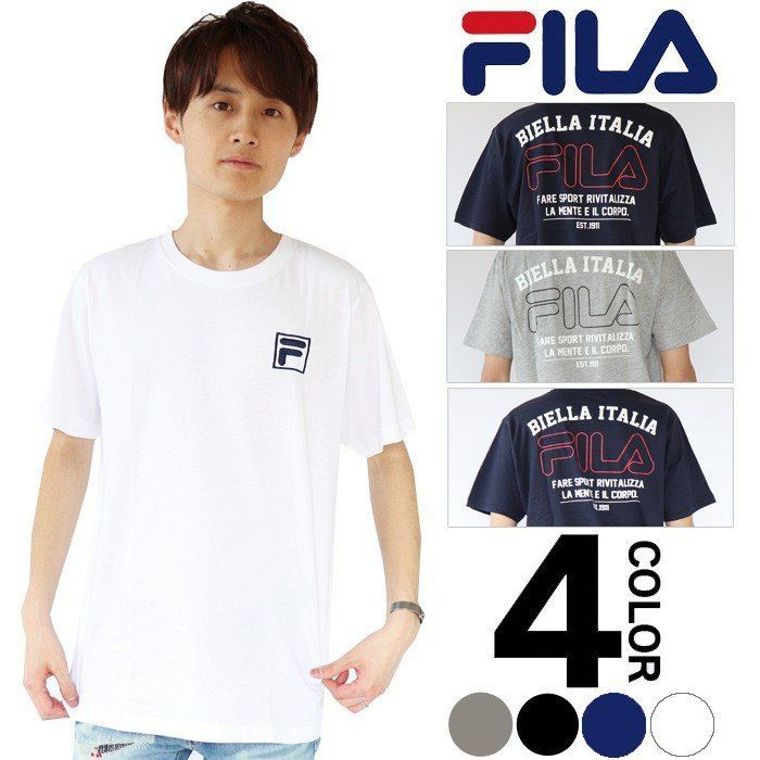 FILA Tシャツ Men's バックプリント半袖Tシャツ スポーツ ブランド