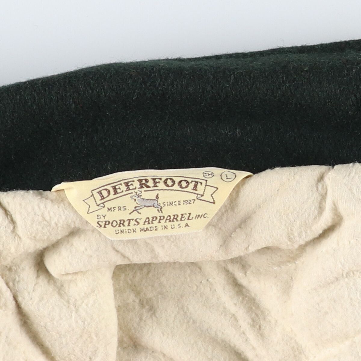古着 80年代 DEERFOOT 襟付き 袖革ウールスタジャン アワード 