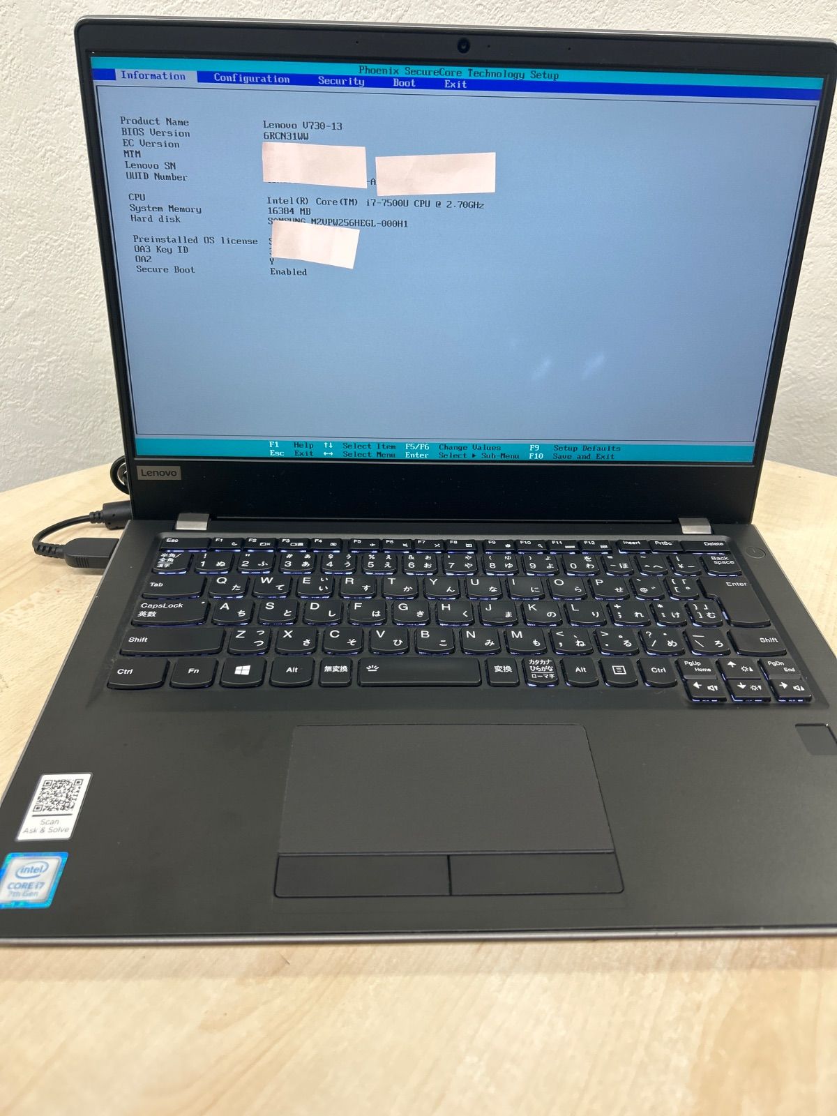 Lenovo V730-13 i7-7500U 16GB なし ジャンク ノート M282