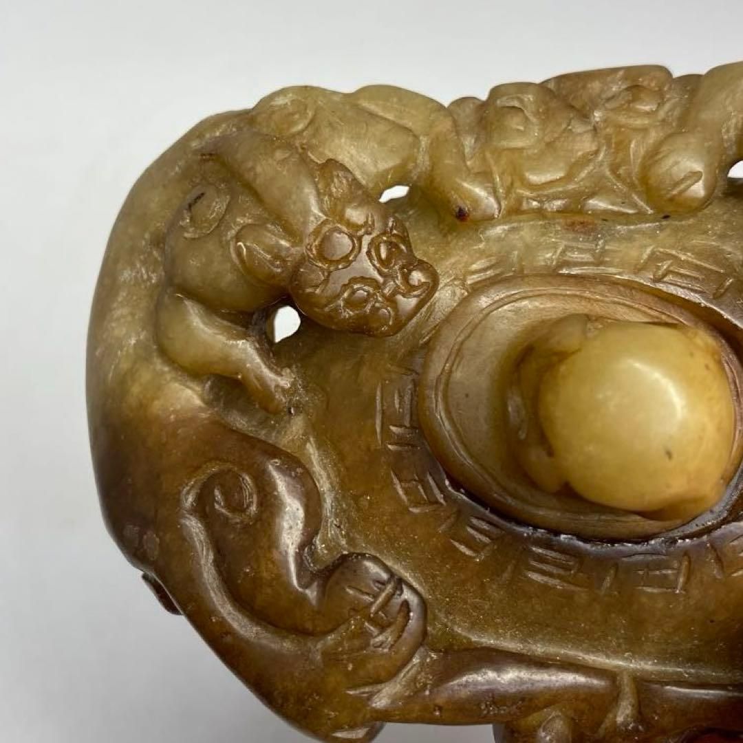 砡製 獅子型 蓋物A 193g 東さ6-0625