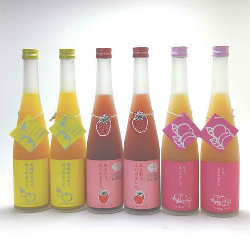 篠崎果物梅酒6本セット もも梅酒2本 りんご梅酒 ゆず梅酒2本 あまおう梅酒2本 福岡県 500ml×6本