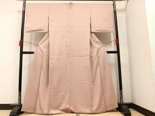 平和屋着物○上質な色無地 作家物 柿本 市郎 草花地紋 肉色 正絹