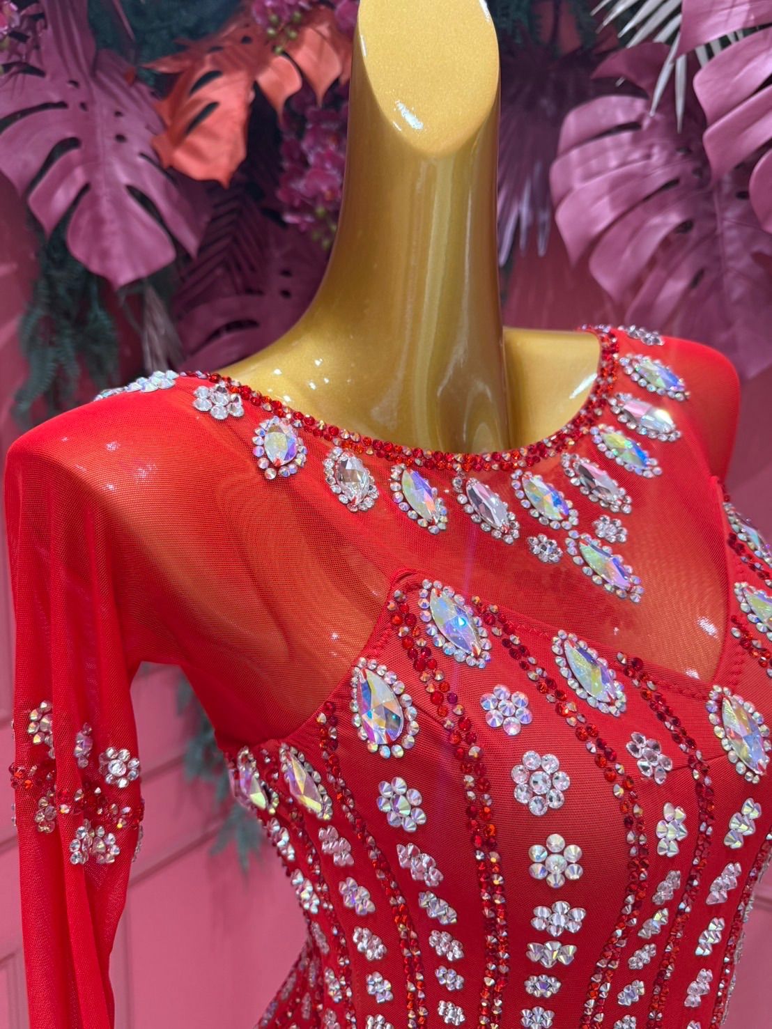 社交ダンス　ラテンドレス　赤　gentil 社交ダンス gentil ジャンティ ラテンドレス レッド サイズM