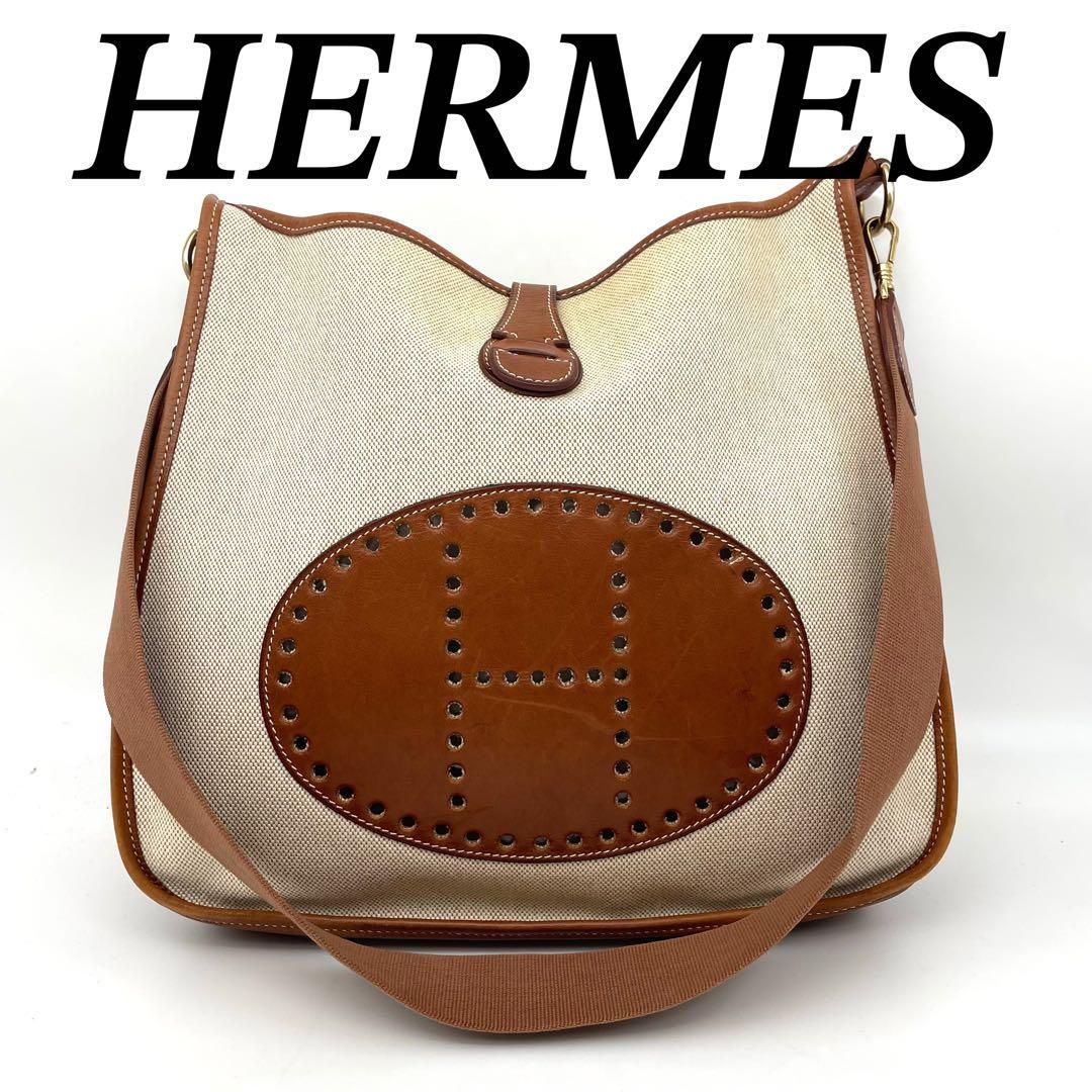 HERMES エヴリン キャンバス ブラウン ショルダーバッグ 定価50万