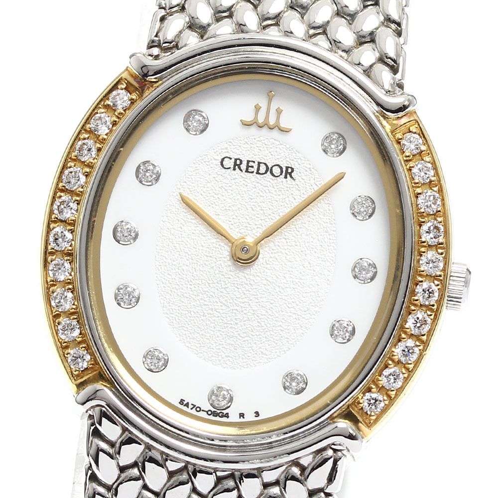 訳ありセイコー SEIKO 5A70-0AT0|GSWE946 クレドール オーバル ダイヤベゼル 11Pダイヤ クォーツ レディース_910923