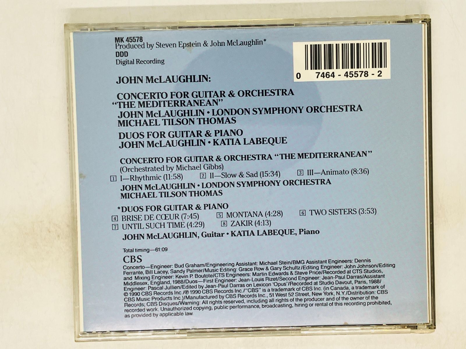 CD John McLaughlin Mediterranean CONCERTO ジョン マクラフリン 地中海 MK 45578 X23 - メルカリ